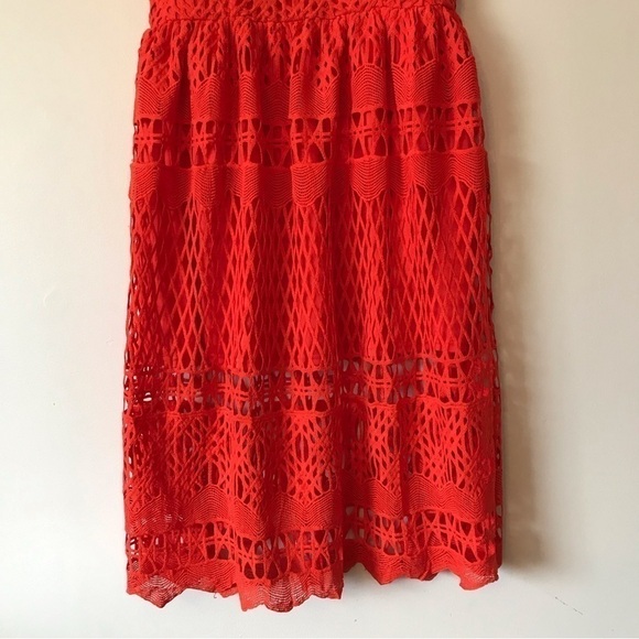 Boo Hoo orange corded lace panel crochet skater dress. Size 6. - Picture 5 of 10